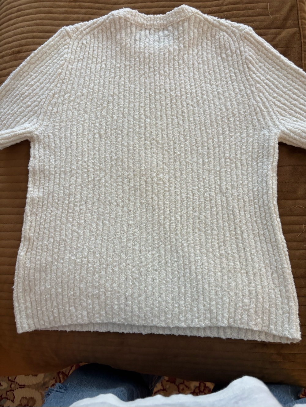 Madewell Cream Textured Rib-Knit Scoop Neck Sweater